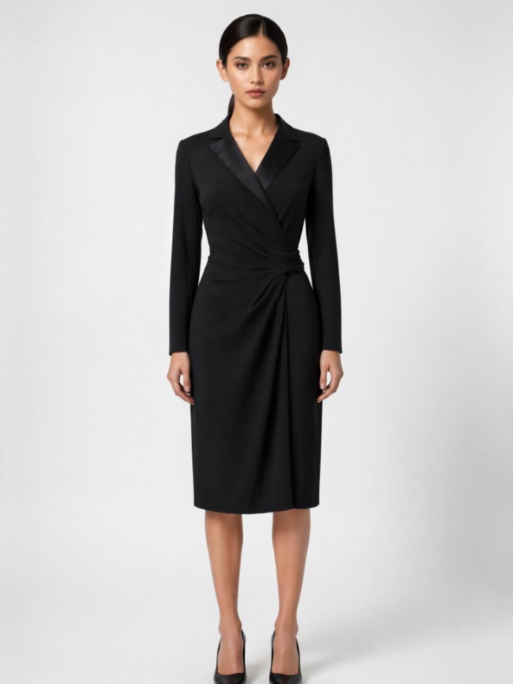 NWT Lauren Ralph Lauren Faux Wrap Stretch Bodycon Tuxedo Dress 2 $164